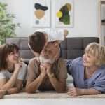 Grandparents are enjoying time with grandchildren in their newly finished basement